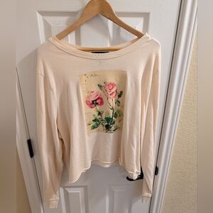 Forever 21+ Floral Print Cream Women's Top